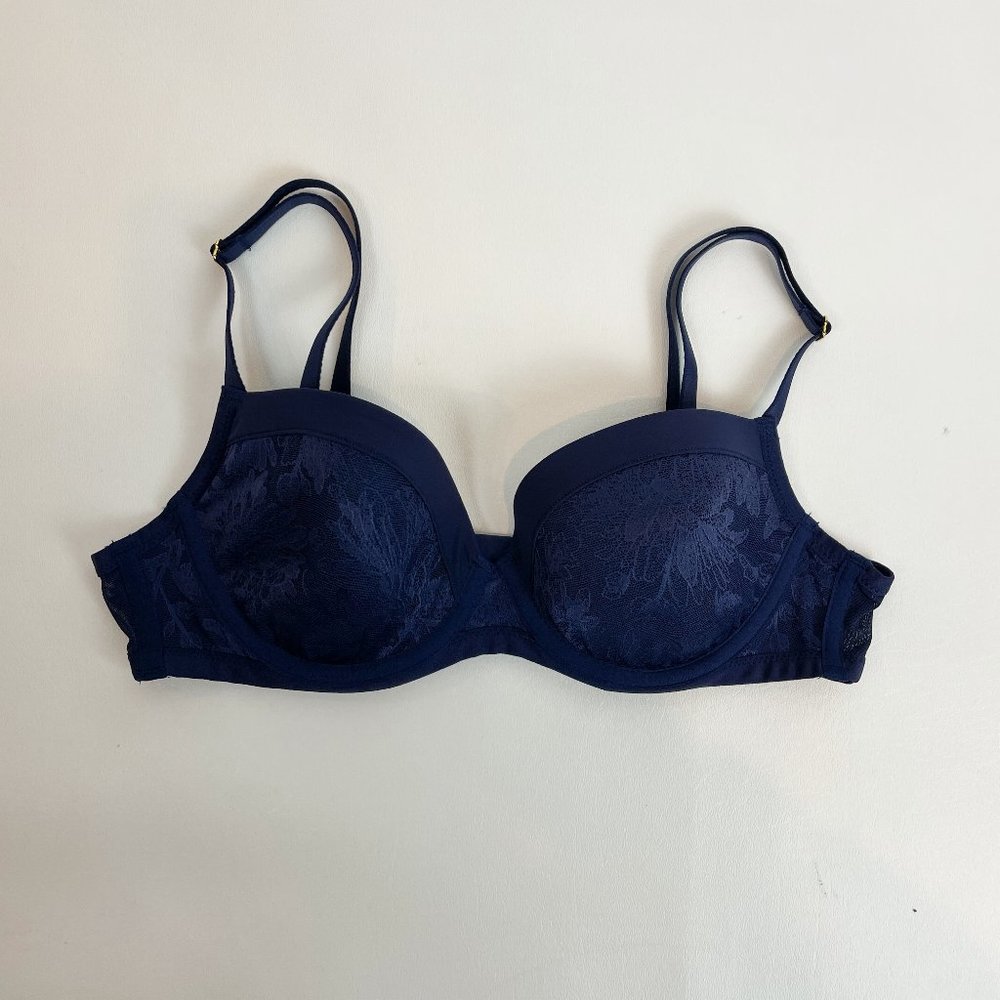 NWOT Soma Lightest Lift Demi Bra Navy Mesh Lace 34B
